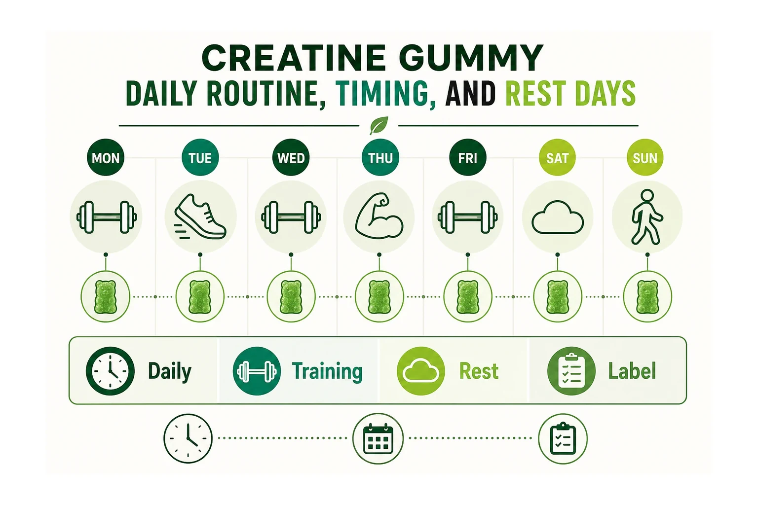 creatine gummy dosage daily routine timing rest days