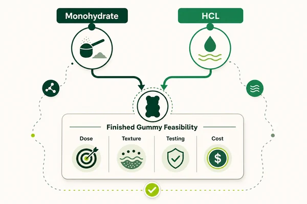 Creatine monohydrate vs HCL gummies formulation comparison