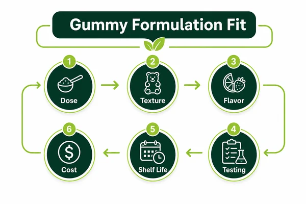 Gummy formulation workflow for creatine monohydrate and HCL