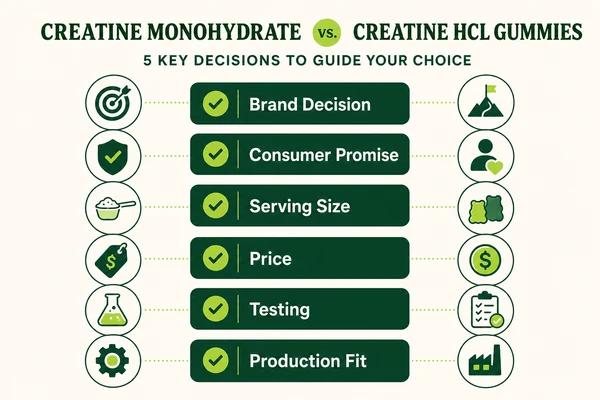 Brand decision framework for choosing creatine monohydrate or HCL gummies