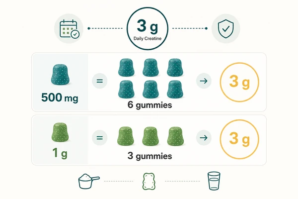 creatine gummies dosage per serving and per gummy
