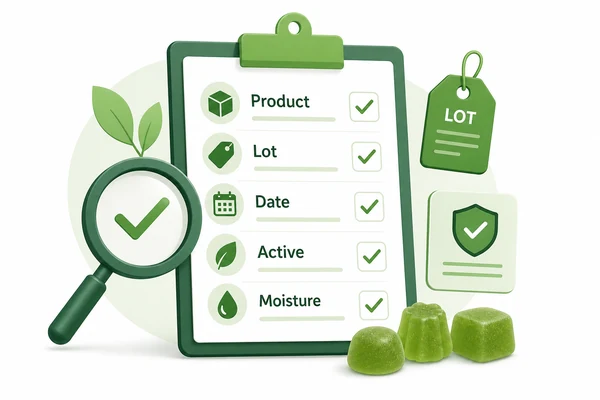 Creatine gummy COA review checklist