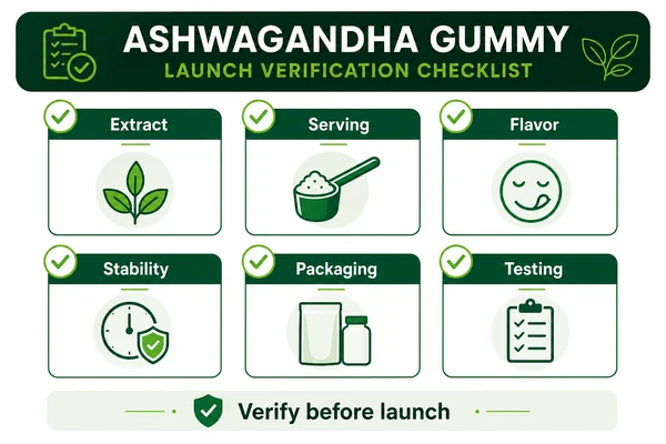 Ashwagandha gummy launch verification checklist