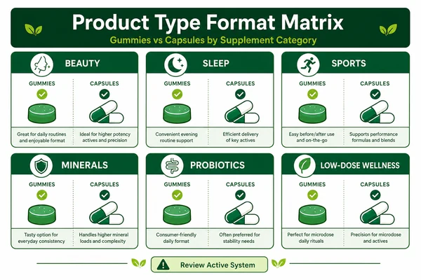 Gummies vs capsules by supplement product type