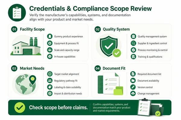 Gummy supplement manufacturer credentials and compliance checklist