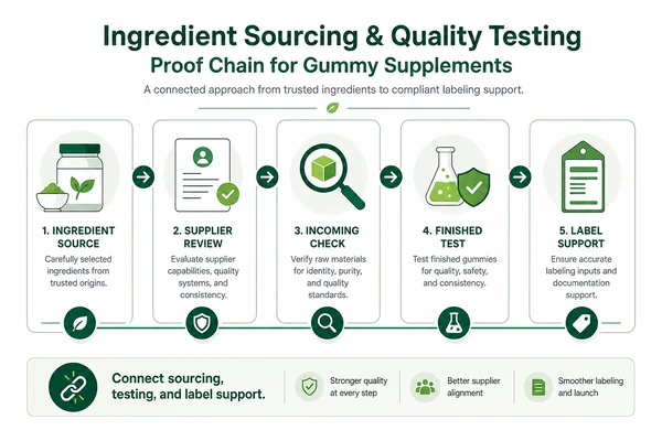 Gummy supplement quality testing and ingredient sourcing checklist