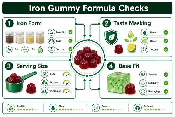 iron gummy formulation challenges infographic