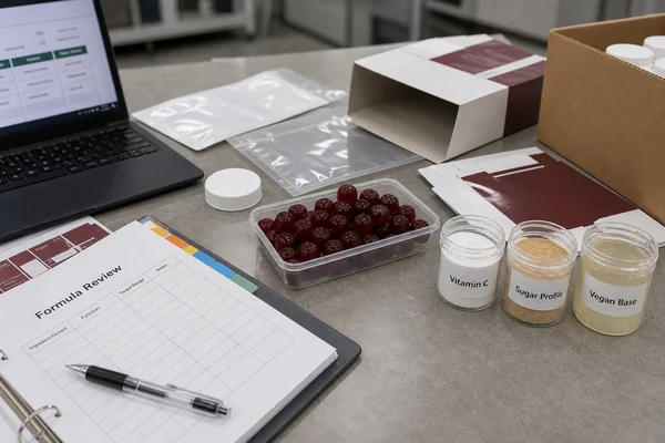 vitamin C sugar and vegan iron gummy formulation choices