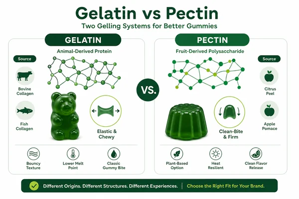 Gelatin and pectin gummy structure comparison