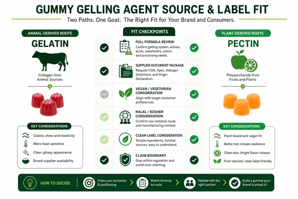 Pectin gelatin gummy label and dietary fit map
