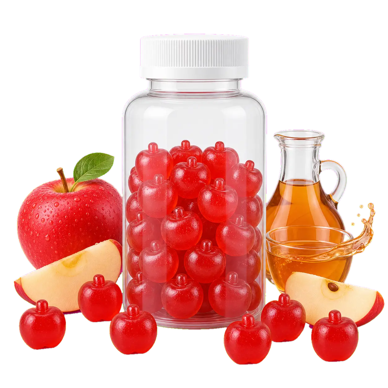 Pectin Apple Cider Vinegar Gummies - private label gummy supplement manufacturer, 60-count 250 cc bottle