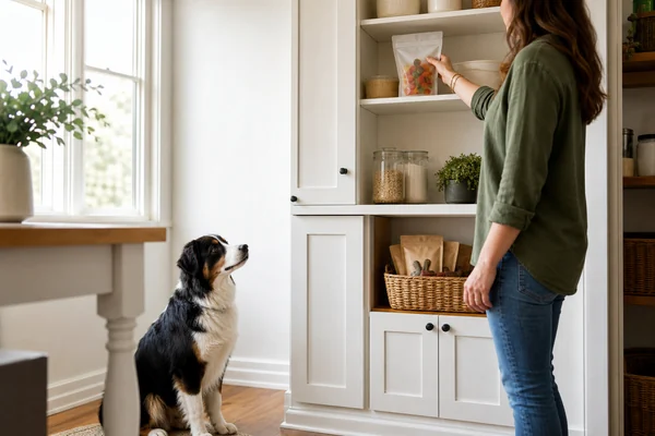 Human gummies stored high and separately from dog treats at home