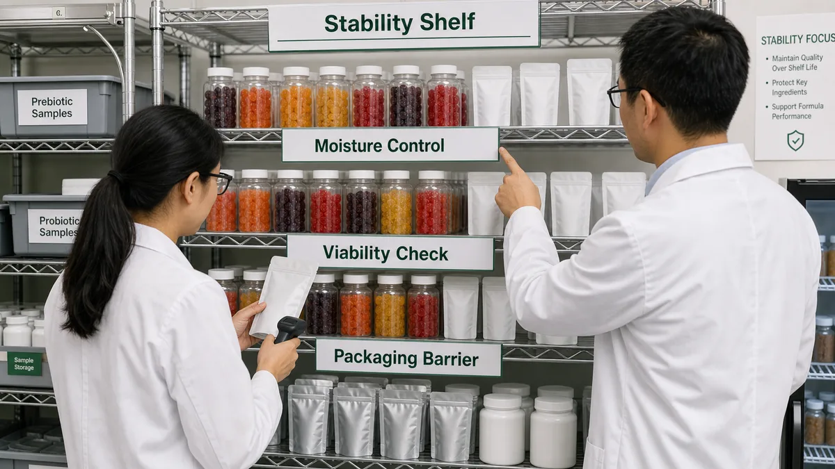 gummy manufacturing stability checks for probiotic viability and prebiotic fiber delivery