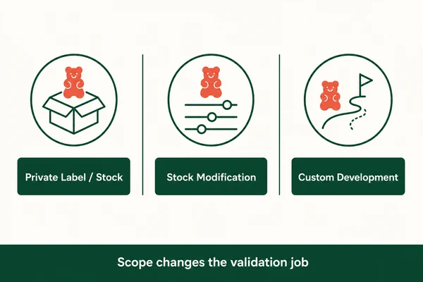Three private label mushroom gummy development routes from stock to custom