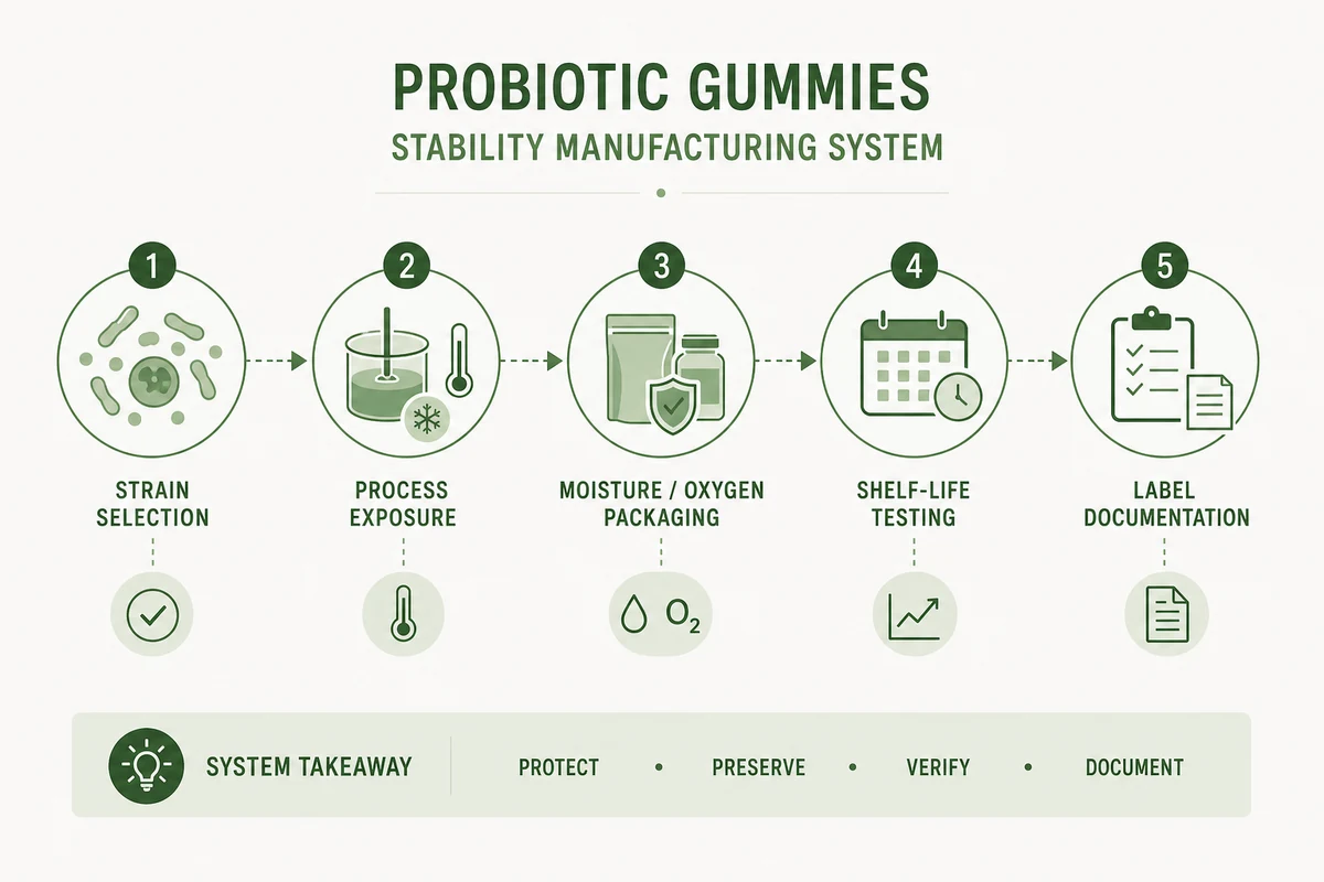 probiotic gummies stability manufacturing constraints