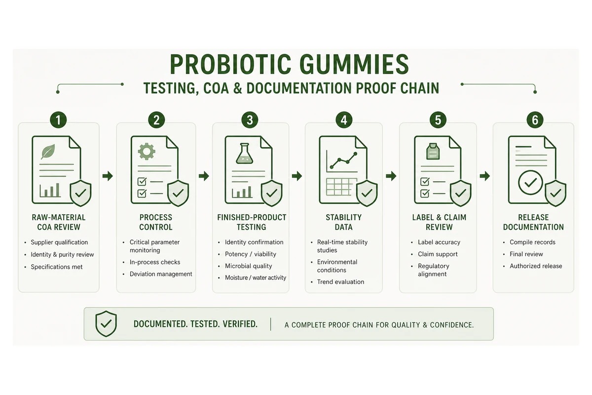 testing coa and documentation for probiotic gummy stability