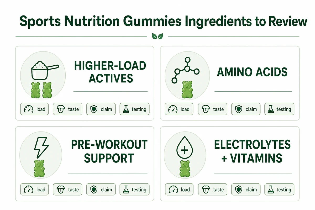 Sports gummy ingredient families