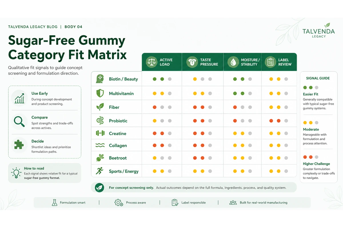 Sugar free gummy active load and category fit