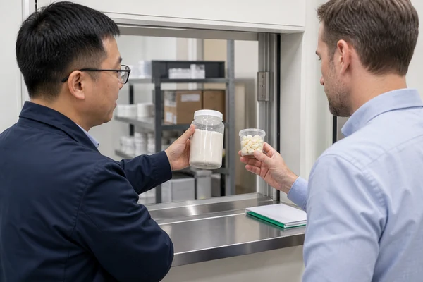 Source-specific ingredient sample entering gummy feasibility review