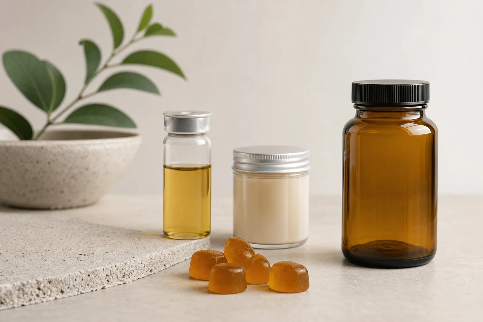 Amber D3 K2 gummy samples with generic active-format and bottle cues