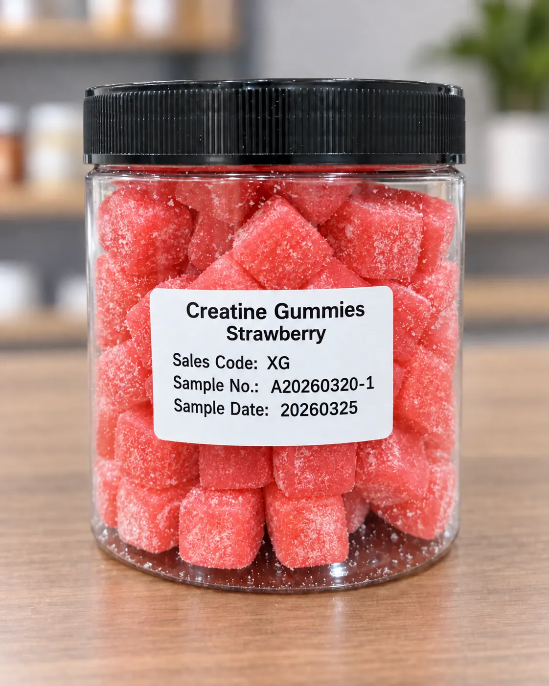 Creatine gummy samples prepared for brand review
