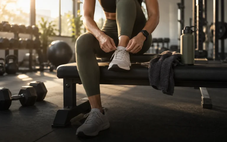 Athlete preparing for a workout in a gym